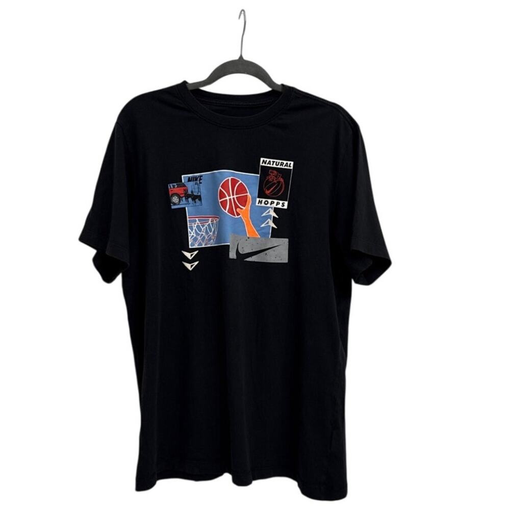 Nike Air Natural Hopps Black Graphic Basketball Tee Shirt Size Men's XL